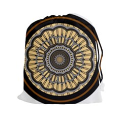 Mandala Pattern Round Ethnic Drawstring Pouch (xxl) by Pakrebo