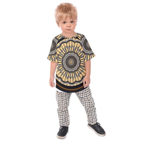 Mandala Pattern Round Ethnic Kids  Raglan Tee by Pakrebo