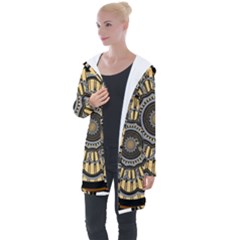 Mandala Pattern Round Ethnic Longline Hooded Cardigan