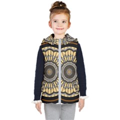 Mandala Pattern Round Ethnic Kids  Hooded Puffer Vest by Pakrebo