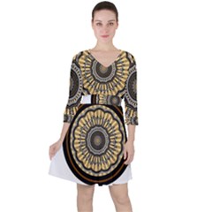 Mandala Pattern Round Ethnic Ruffle Dress by Pakrebo