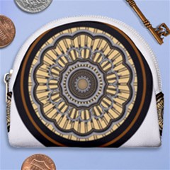 Mandala Pattern Round Ethnic Horseshoe Style Canvas Pouch by Pakrebo