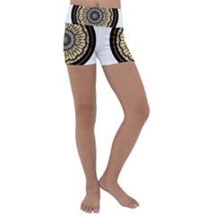 Mandala Pattern Round Ethnic Kids  Lightweight Velour Yoga Shorts by Pakrebo