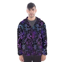 Retro Flower Pattern Design Batik Hooded Windbreaker (men)