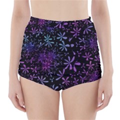 Retro Flower Pattern Design Batik High-waisted Bikini Bottoms by Pakrebo