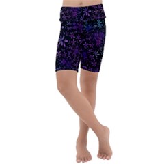 Retro Flower Pattern Design Batik Kids  Lightweight Velour Cropped Yoga Leggings