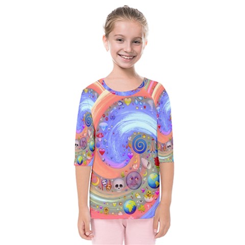 Swirl Vortex Emoji Cyclone Motion Kids  Quarter Sleeve Raglan Tee by Pakrebo