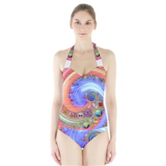 Swirl Vortex Emoji Cyclone Motion Halter Swimsuit by Pakrebo