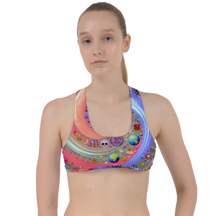 Swirl Vortex Emoji Cyclone Motion Criss Cross Racerback Sports Bra