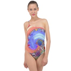 Swirl Vortex Emoji Cyclone Motion Classic One Shoulder Swimsuit by Pakrebo