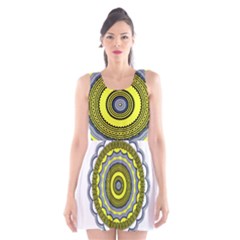 Mandala Pattern Round Ethnic Scoop Neck Skater Dress by Pakrebo