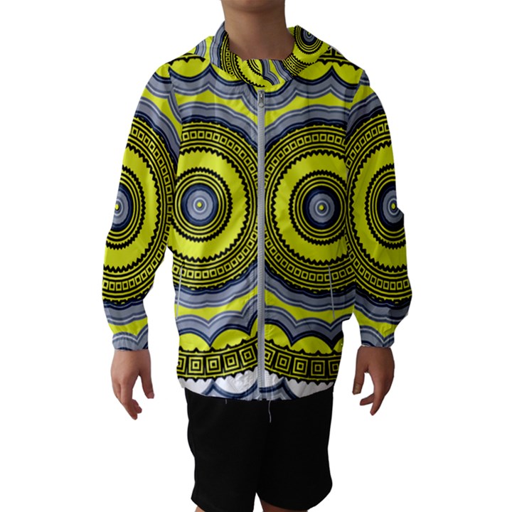 Mandala Pattern Round Ethnic Hooded Windbreaker (Kids)