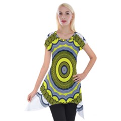 Mandala Pattern Round Ethnic Short Sleeve Side Drop Tunic by Pakrebo