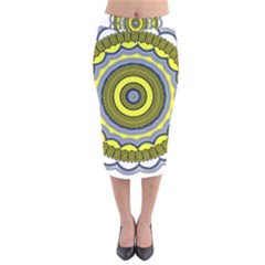 Mandala Pattern Round Ethnic Velvet Midi Pencil Skirt by Pakrebo