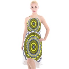 Mandala Pattern Round Ethnic High-low Halter Chiffon Dress  by Pakrebo