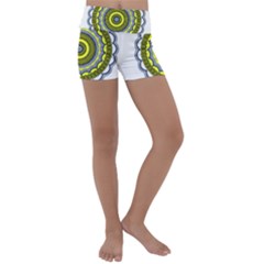 Mandala Pattern Round Ethnic Kids  Lightweight Velour Yoga Shorts by Pakrebo