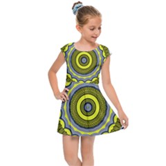 Mandala Pattern Round Ethnic Kids  Cap Sleeve Dress by Pakrebo