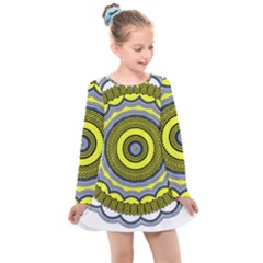 Mandala Pattern Round Ethnic Kids  Long Sleeve Dress by Pakrebo