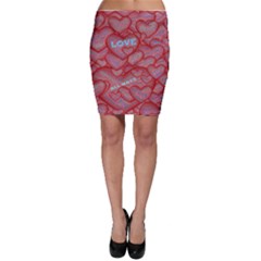 Love Hearts Valentine Red Symbol Bodycon Skirt by Pakrebo