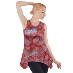 Love Hearts Valentine Red Symbol Side Drop Tank Tunic by Pakrebo