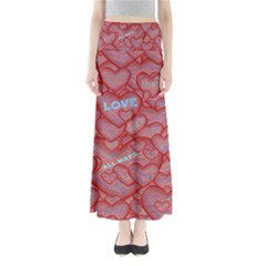 Love Hearts Valentine Red Symbol Full Length Maxi Skirt by Pakrebo