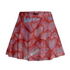 Love Hearts Valentine Red Symbol Mini Flare Skirt by Pakrebo