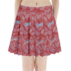 Love Hearts Valentine Red Symbol Pleated Mini Skirt by Pakrebo