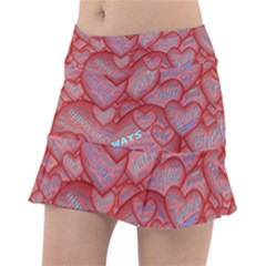 Love Hearts Valentine Red Symbol Tennis Skirt by Pakrebo