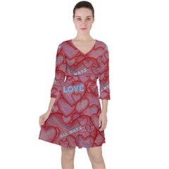 Love Hearts Valentine Red Symbol Ruffle Dress by Pakrebo