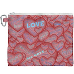 Love Hearts Valentine Red Symbol Canvas Cosmetic Bag (xxxl) by Pakrebo