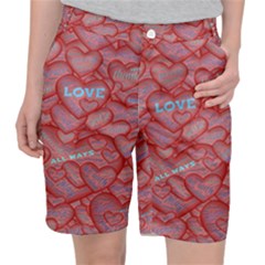 Love Hearts Valentine Red Symbol Pocket Shorts