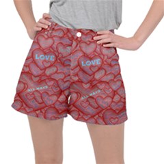 Love Hearts Valentine Red Symbol Stretch Ripstop Shorts