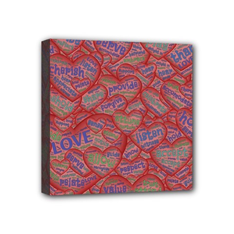 Love Hearts Valentines Connection Mini Canvas 4  X 4  (stretched) by Pakrebo