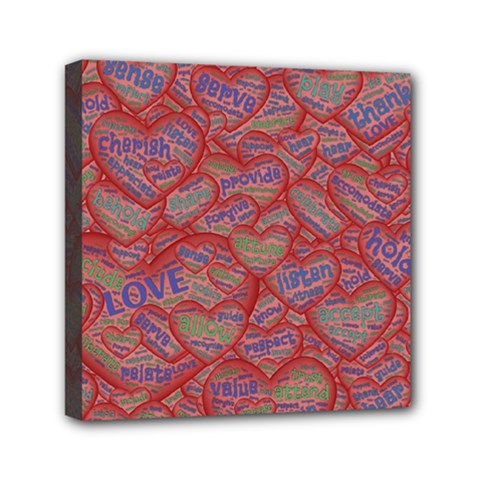 Love Hearts Valentines Connection Mini Canvas 6  X 6  (stretched) by Pakrebo