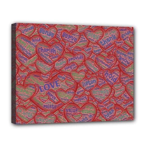 Love Hearts Valentines Connection Canvas 14  X 11  (stretched) by Pakrebo