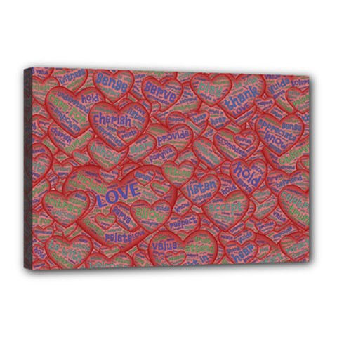 Love Hearts Valentines Connection Canvas 18  X 12  (stretched) by Pakrebo