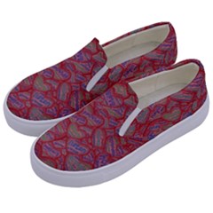 Love Hearts Valentines Connection Kids  Canvas Slip Ons by Pakrebo