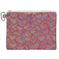 Love Hearts Valentines Connection Canvas Cosmetic Bag (xxl)