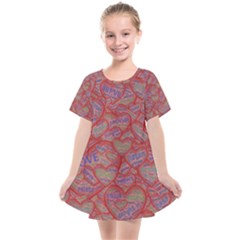 Love Hearts Valentines Connection Kids  Smock Dress