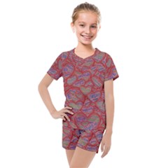 Love Hearts Valentines Connection Kids  Mesh Tee And Shorts Set