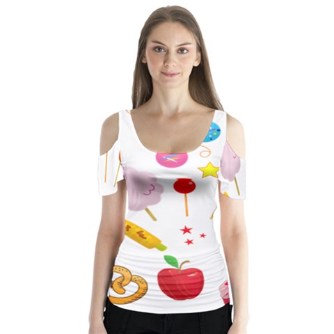 Summer Fair Food Goldfish Butterfly Sleeve Cutout Tee  by Pakrebo