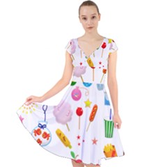 Summer Fair Food Goldfish Cap Sleeve Front Wrap Midi Dress by Pakrebo