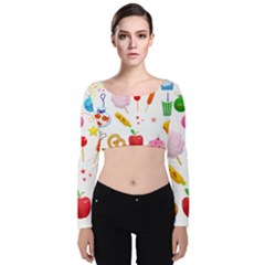 Summer Fair Food Goldfish Velvet Long Sleeve Crop Top