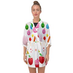 Summer Fair Food Goldfish Half Sleeve Chiffon Kimono