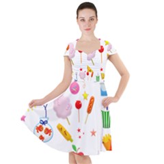 Summer Fair Food Goldfish Cap Sleeve Midi Dress