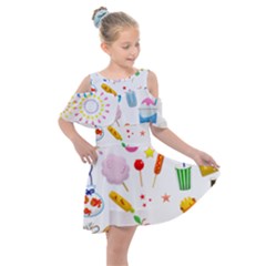 Summer Fair Food Goldfish Kids  Shoulder Cutout Chiffon Dress