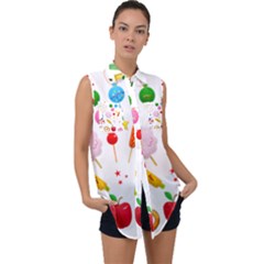 Summer Fair Food Goldfish Sleeveless Chiffon Button Shirt