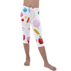 Summer Fair Food Goldfish Kids  Lightweight Velour Capri Leggings  by Pakrebo