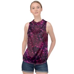 Retro Flower Pattern Design Batik High Neck Satin Top