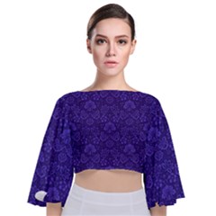 Wallpaper Seamless Damask Wall Tie Back Butterfly Sleeve Chiffon Top